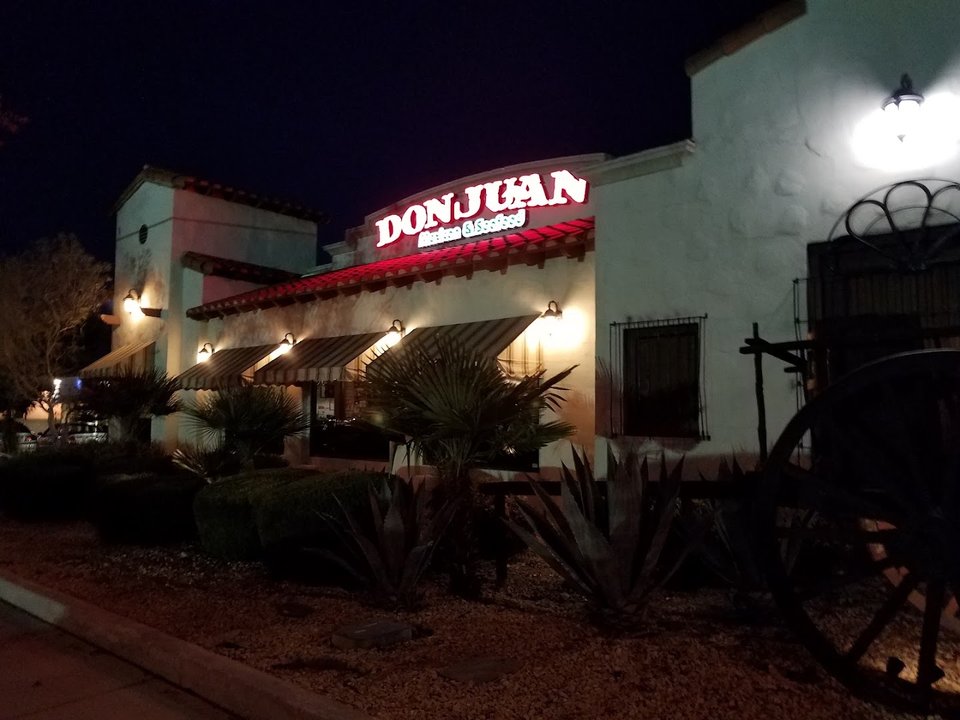 Mexican restaurant dining room with tables and chairs